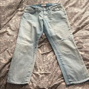 Frame Le High Straight light wash distressed jeans 27